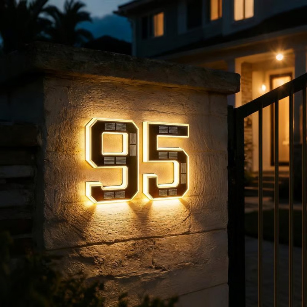 Outdoor Lighting With Outlet - Nowy Solarny Numer Domu LED, Wodoodporna