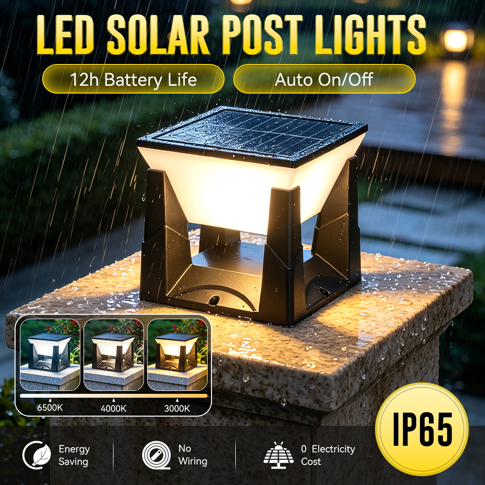 Outdoor Yard Lighting Fixtures - 3-kolorowa solarna lampa słoneczna na słupek
