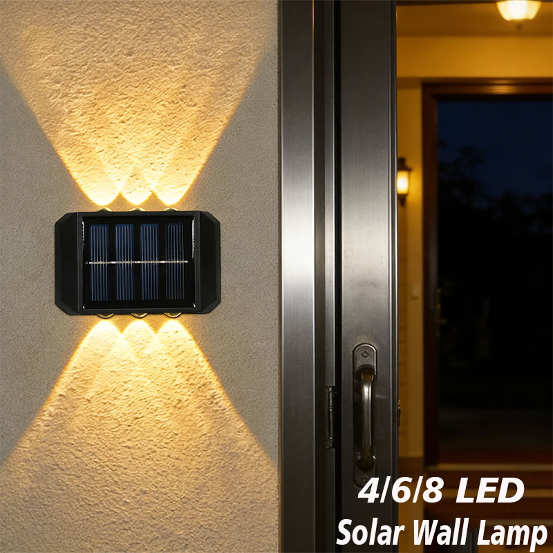 Outdoor Lighting With Outlet - Lampa solarna zewnętrzna LED 4/6/8, wodoodporna,
