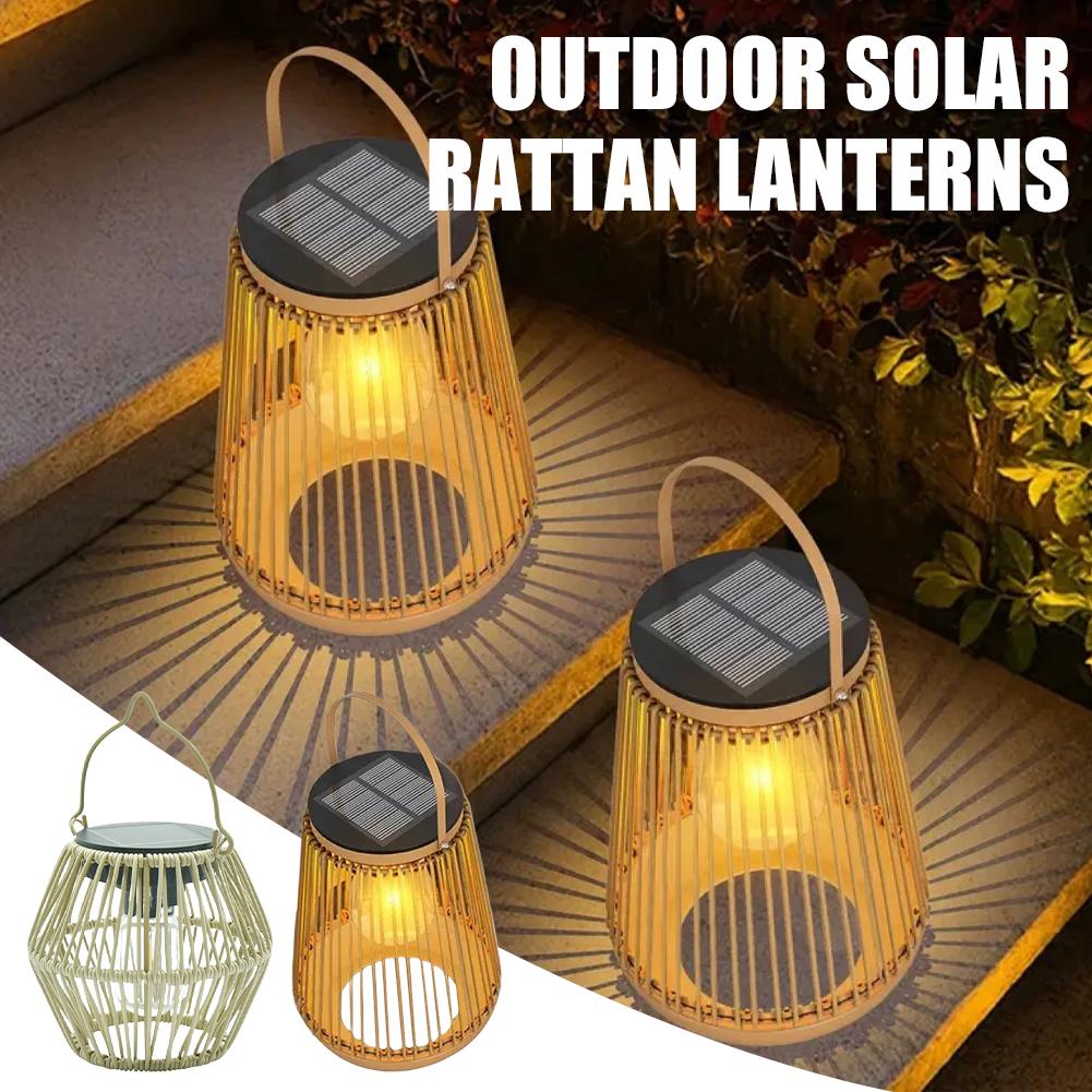 Outdoor Lighting For Garden - Wodoodporna lampa solarna z rattanu IP65,