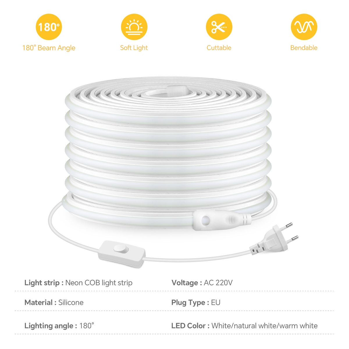 Taśma LED COB 220V o wysokiej  – Outdoor Lighting Switch recenzja i cena