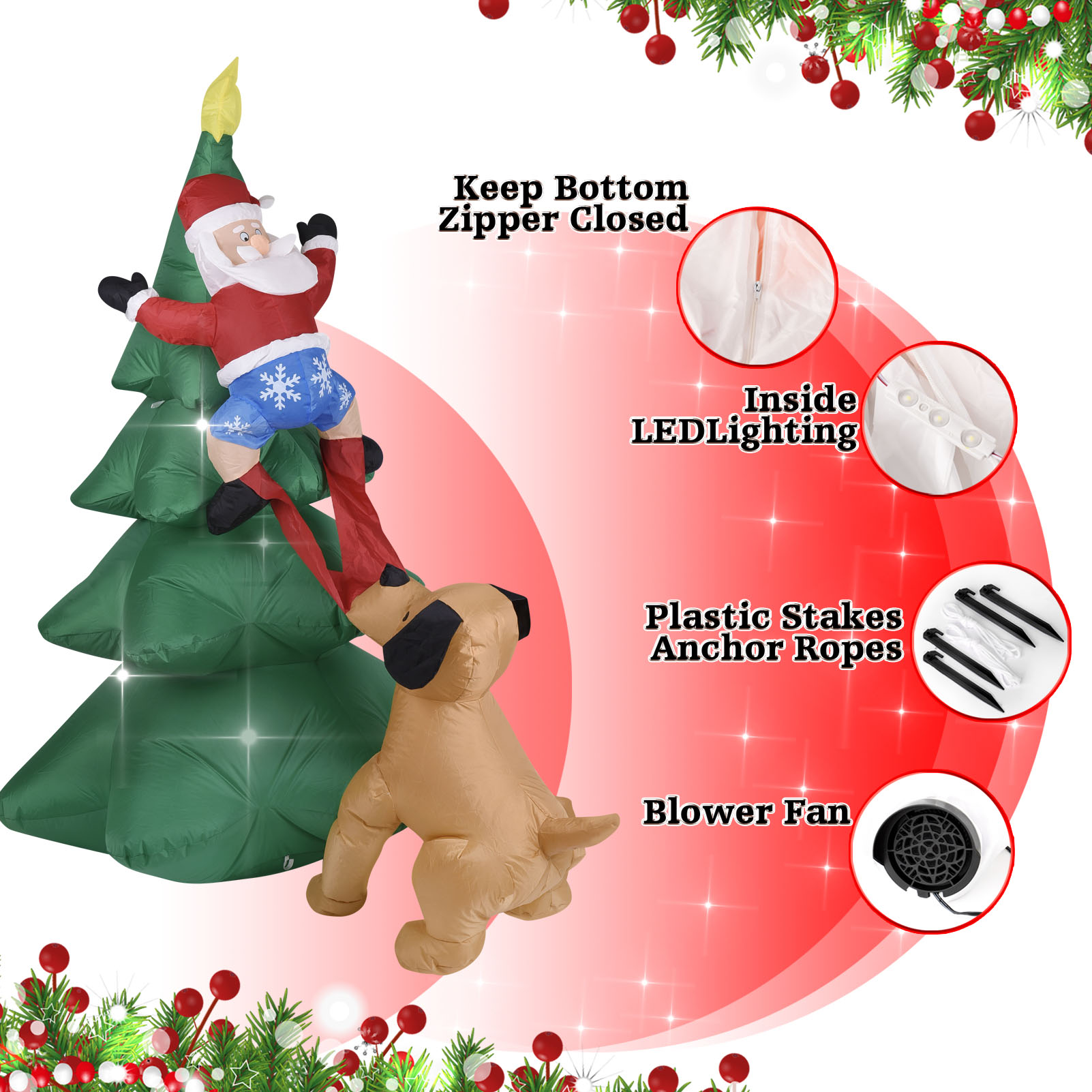 Świąteczny dmuchany pies z Mik – Outdoor Lighting Tree recenzja i cena